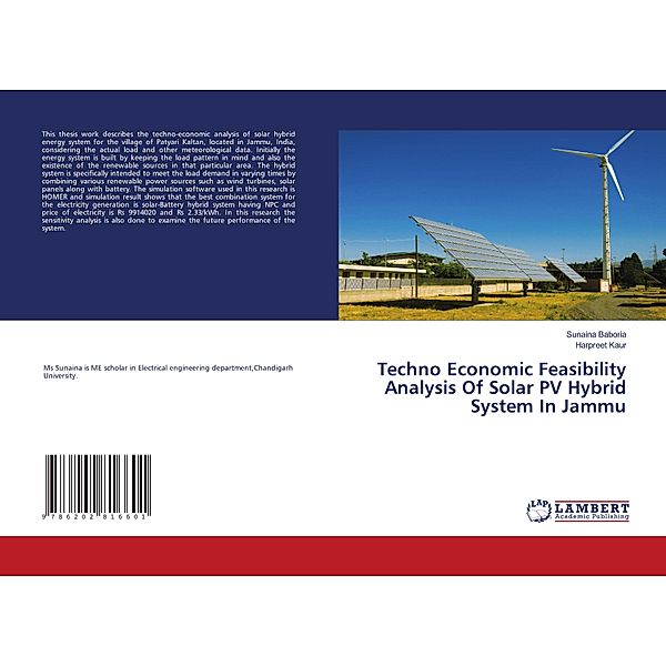 Techno Economic Feasibility Analysis Of Solar PV Hybrid System In Jammu, Sunaina Baboria, Harpreet Kaur