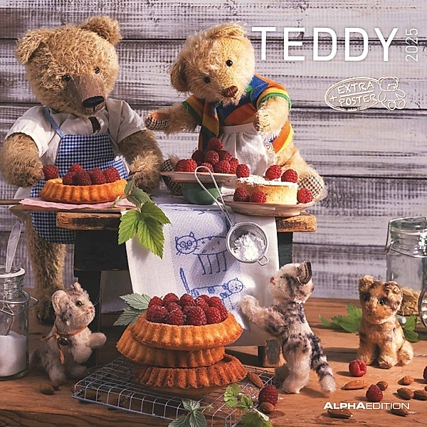 Teddy 2025 - Broschürenkalender 30x30 cm (30x60 geöffnet) - Kalender mit Platz für Notizen - Bildkalender - Wandkalender - mit herausnehmbarem Poster
