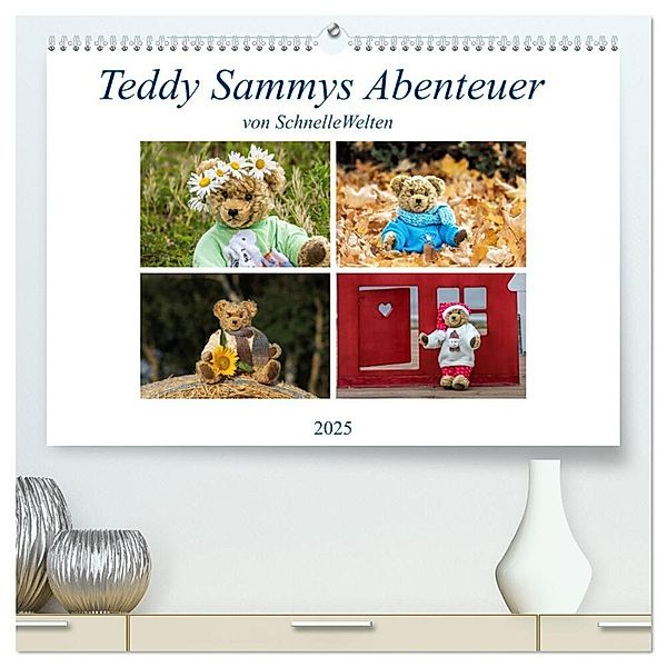Teddy Sammys Abenteuer (hochwertiger Premium Wandkalender 2025 DIN A2 quer), Kunstdruck in Hochglanz, Calvendo, Schnellewelten