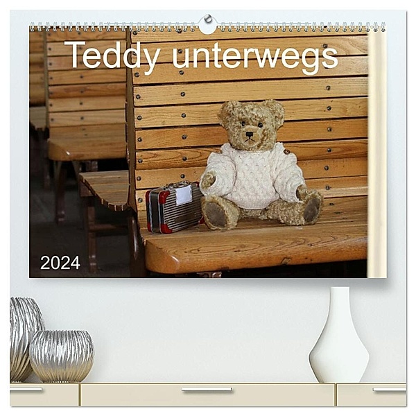 Teddy unterwegs (hochwertiger Premium Wandkalender 2024 DIN A2 quer), Kunstdruck in Hochglanz, Schnellewelten