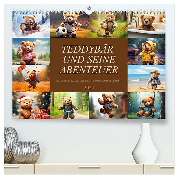 Teddybär und seine Abenteuer (hochwertiger Premium Wandkalender 2024 DIN A2 quer), Kunstdruck in Hochglanz, Dirk Meutzner