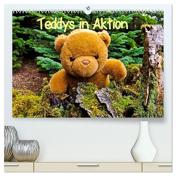 Teddys in Aktion (hochwertiger Premium Wandkalender 2024 DIN A2 quer), Kunstdruck in Hochglanz, Karin Sigwarth