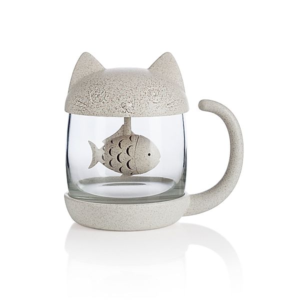 Tee Becher Katze mit Tee-Ei