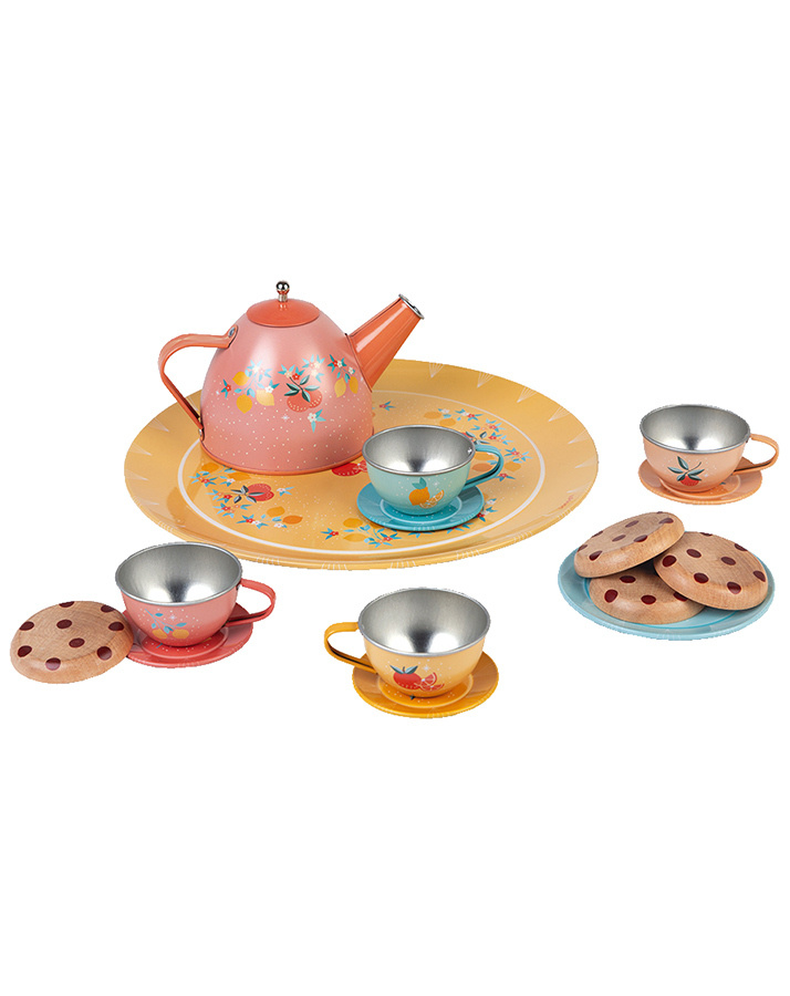 MIT Kuchen Blümchen Kinder Teeservice Geschirr Set Tee-Service Mädchen Geschenk 