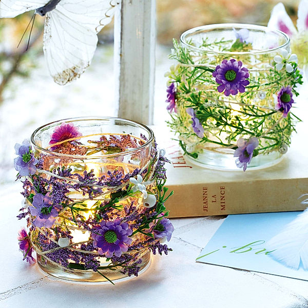 Teelichtgläser-Set Wiesenblumen, 2-teilig