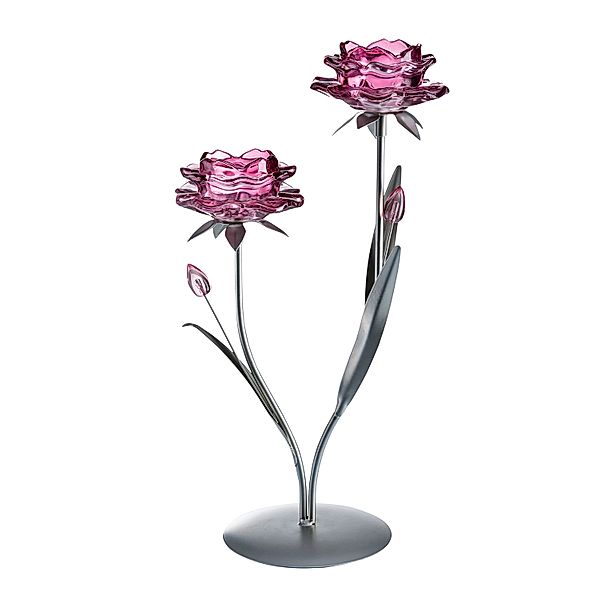 Teelichthalter Blüten aus Glas und Metall
