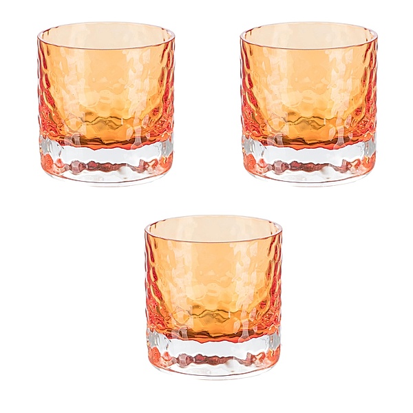 Teelichthalter BOLERO aus Glas, 3er-Set (Farbe: orange)