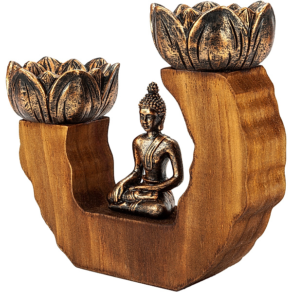 Teelichthalter Buddha aus Holz