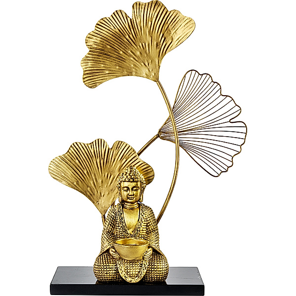 Teelichthalter Buddha mit Ginkgoblättern