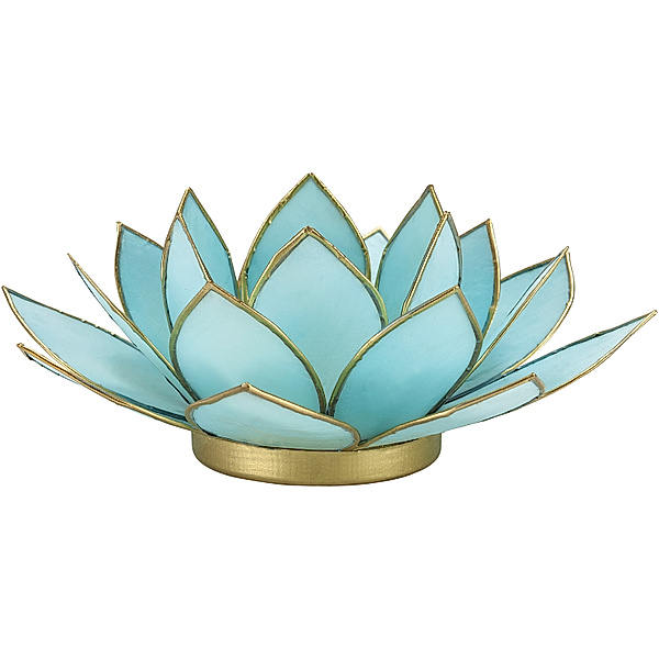 Teelichthalter Lotus aus Capiz, (Farbe: türkis)
