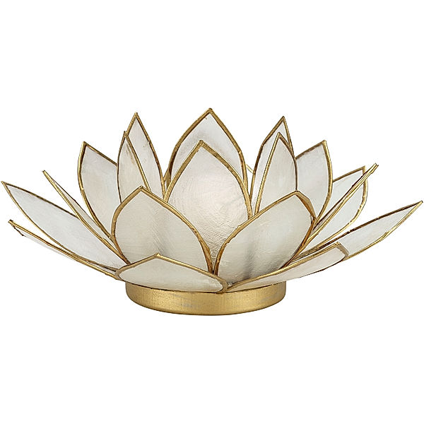 Teelichthalter Lotus aus Capiz, (Farbe: weiß)