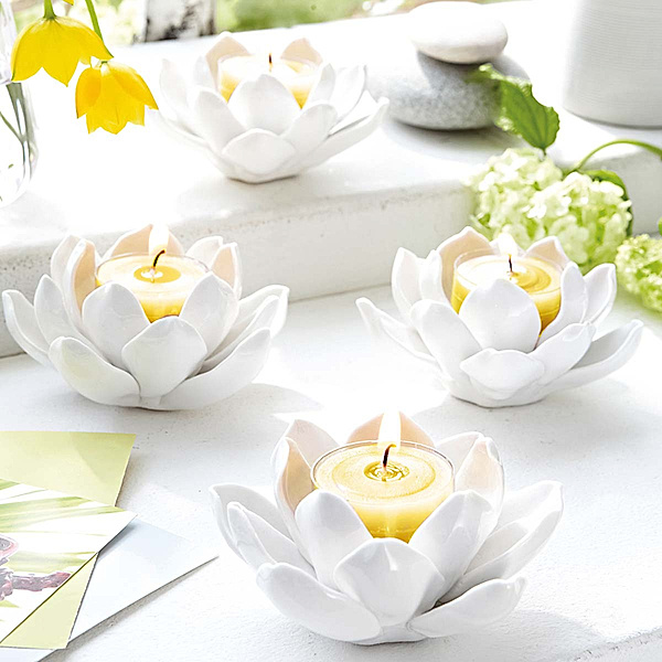 Teelichthalter Porzellan Blüte