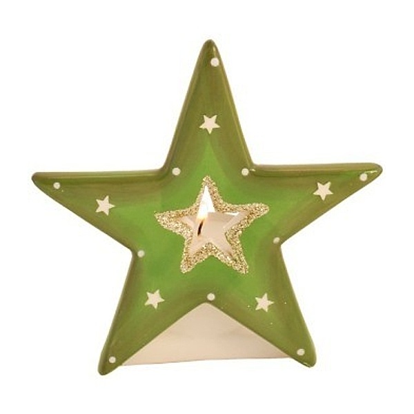 Teelichthalter Stern grün