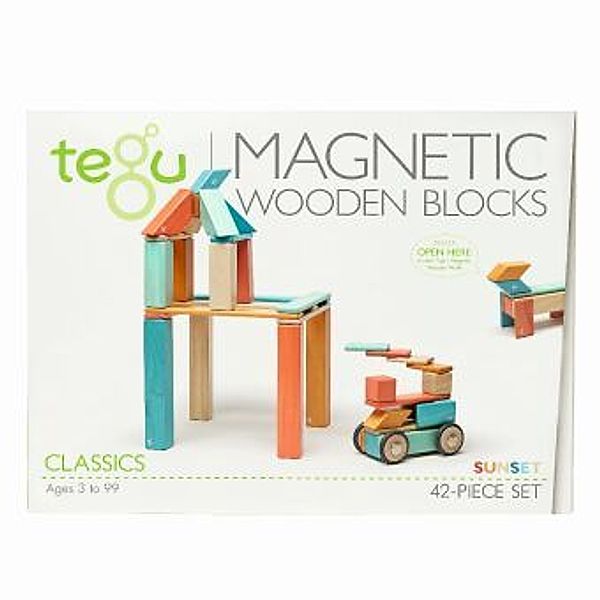 TEGU - 42 Magnetische Holzbausteine orange blau