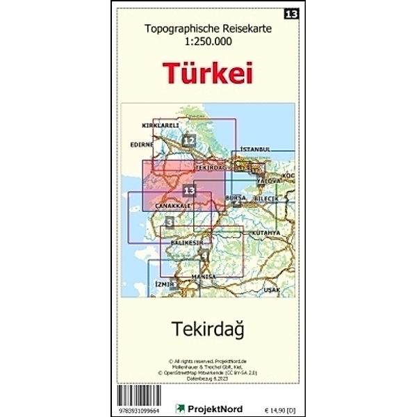 Tekirdag - Topographische Reisekarte 1:250.000 Türkei (Blatt 13), Jens Uwe Mollenhauer