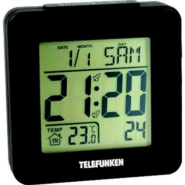 Telefunken LCD Funkwecker, schwarz