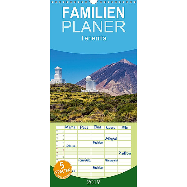 Teneriffa - Familienplaner hoch (Wandkalender 2019 , 21 cm x 45 cm, hoch), Rico Ködder