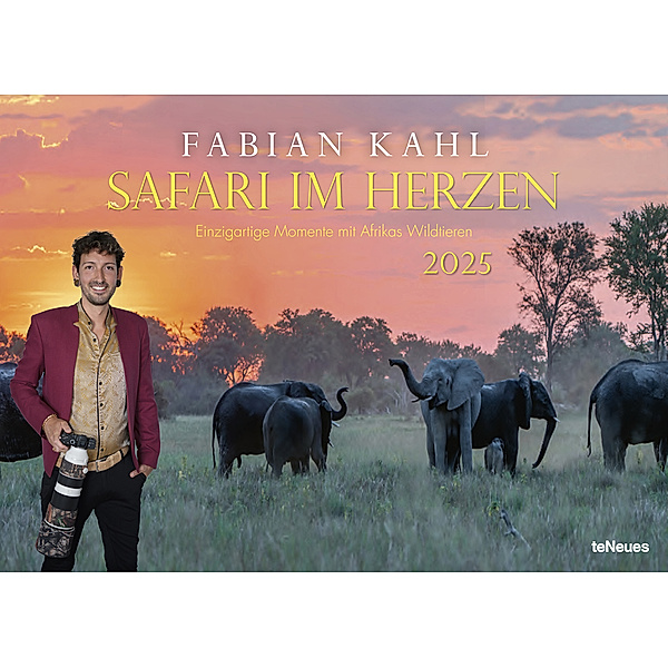 teNeues - Fabian Kahl: Safari im Herzen 2025 Wandkalender, 70x50cm, Posterkalender mit einzigartigen Momenten mit Afrikas Wildtieren, fotografiert von Fabian Kahl, QR-Code mit persönlicher Einleitung