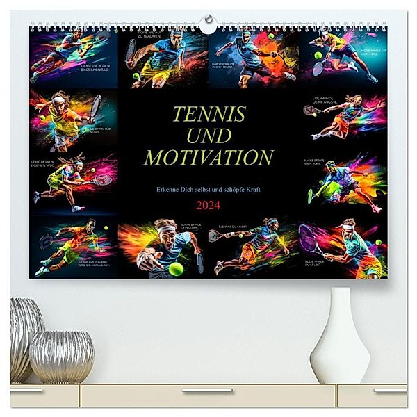 Tennis und Motivation (hochwertiger Premium Wandkalender 2024 DIN A2 quer), Kunstdruck in Hochglanz, Dirk Meutzner