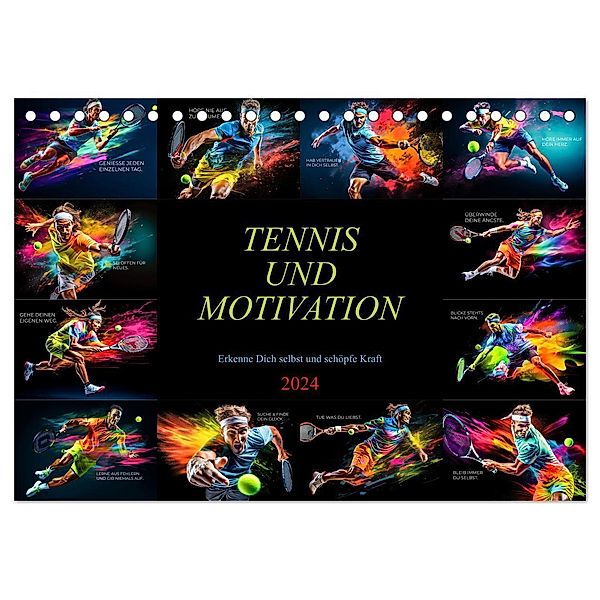 Tennis und Motivation (Tischkalender 2024 DIN A5 quer), CALVENDO Monatskalender, Dirk Meutzner