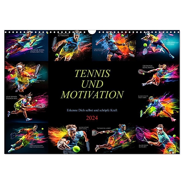 Tennis und Motivation (Wandkalender 2024 DIN A3 quer), CALVENDO Monatskalender, Dirk Meutzner