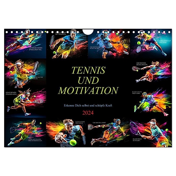 Tennis und Motivation (Wandkalender 2024 DIN A4 quer), CALVENDO Monatskalender, Dirk Meutzner
