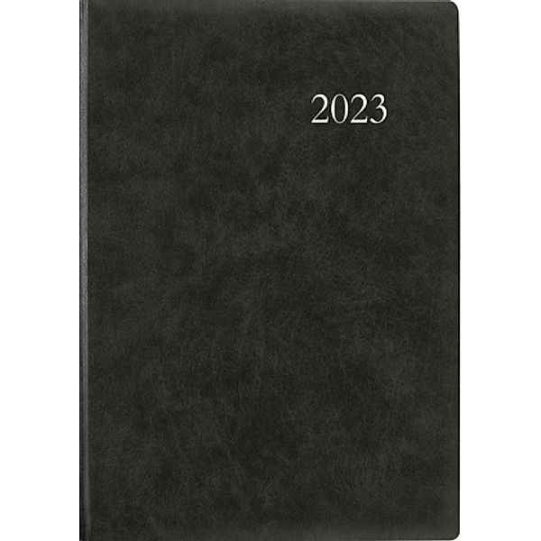 Terminbuch anthrazit 2023  - Bürokalender A4 (21x29,7 cm) - 1 Tag 1 Seite - Einband wattiert - Viertelstundeneinteilung
