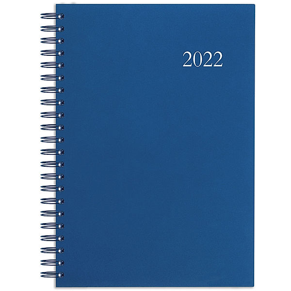 Terminbuch blau 2022 - Bürokalender A4 (21x29,7 cm) - 1 Tag auf 1 Seite - Ringbindung - Viertelstundeneinteilung 7:30 - 20 Uhr - 886-1215