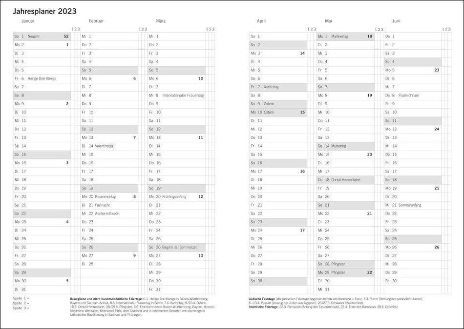 Termine Notizen A6, Leinen sand Kalender 2022 - Kalender bestellen