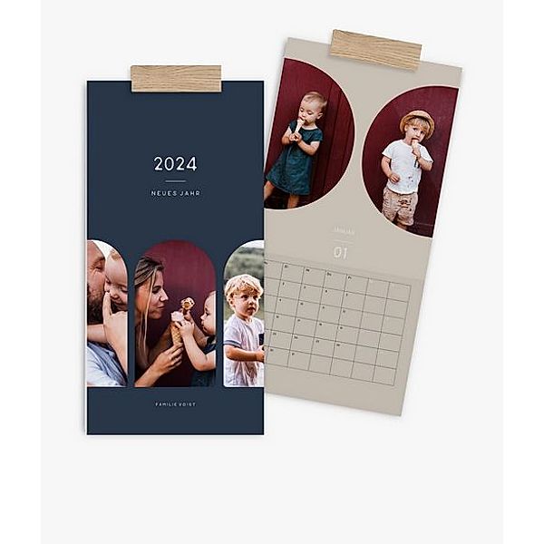 Terminkalender 2024 gestalten mit eigenen Fotos (20 x 40 cm) im Design Dreiklang