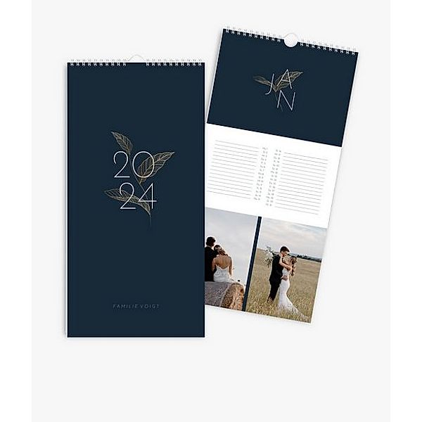 Terminkalender 2024 gestalten mit eigenen Fotos (20 x 40 cm) im Design Golden Leave