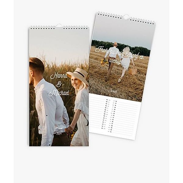 Terminkalender 2024 gestalten mit eigenen Fotos (20 x 40 cm) im Design Love &amp; Peace