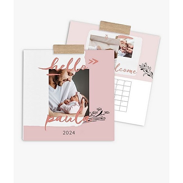 Terminkalender 2024 gestalten mit eigenen Fotos (30 x 30 cm) im Design Hello Baby