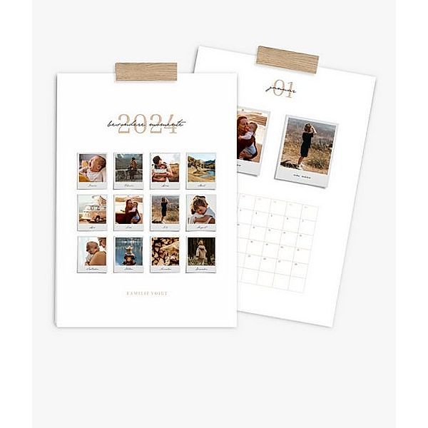 Terminkalender 2024 gestalten mit eigenen Fotos (A3 hoch) im Design Polaroid