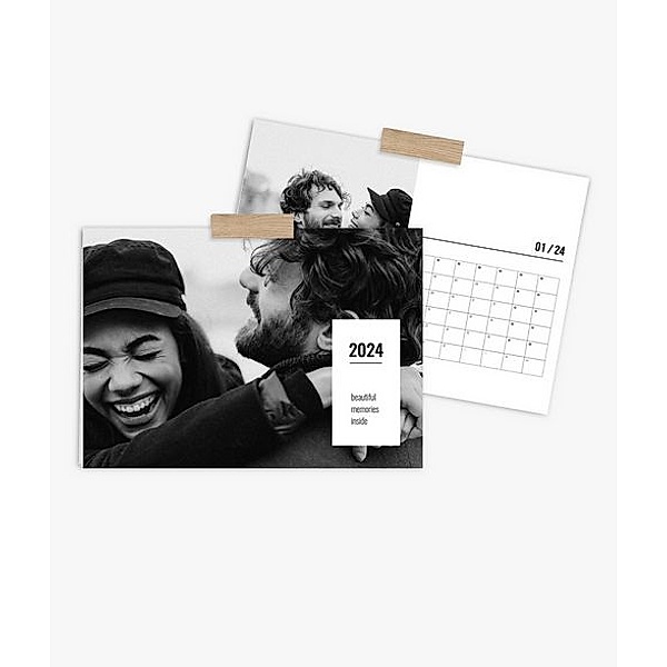 Terminkalender 2024 gestalten mit eigenen Fotos (A3 quer) im Design Black and White