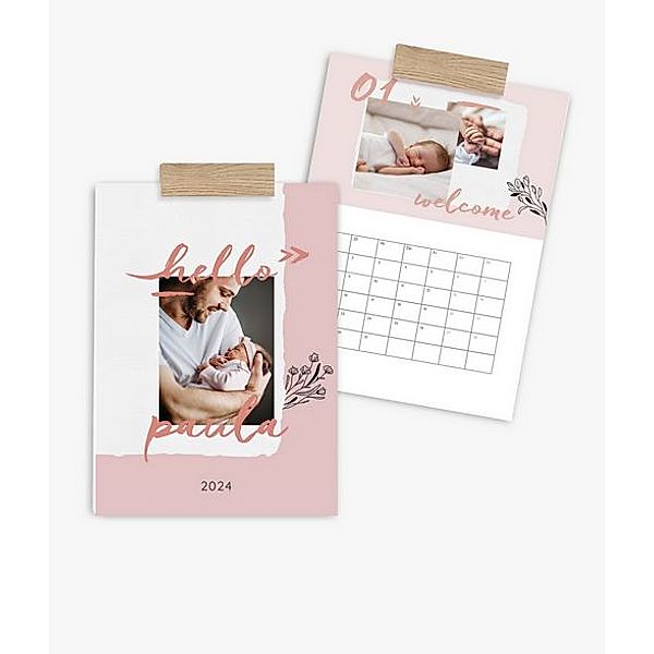 Terminkalender 2024 gestalten mit eigenen Fotos (A4 hoch) im Design Hello Baby