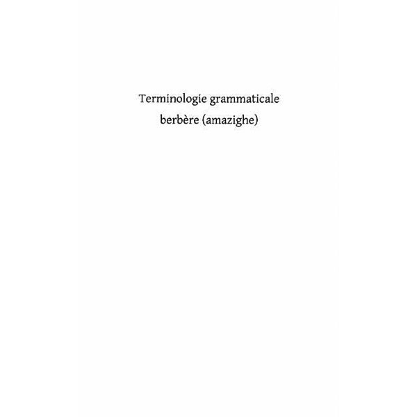 Terminologie grammaticale berbere / Hors-collection, Bounfour