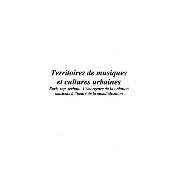 Territoires de musiques et cultures urbaines / Hors-collection, Anne Laffanour