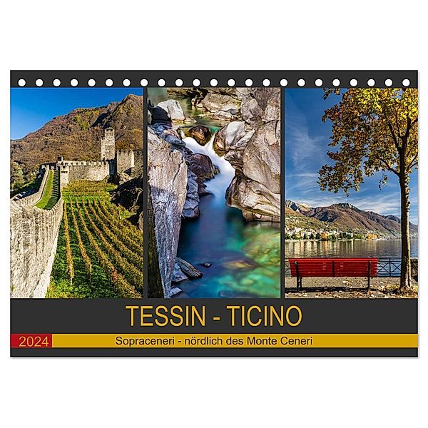 Tessin - Ticino (Tischkalender 2024 DIN A5 quer), CALVENDO Monatskalender, Enrico Caccia