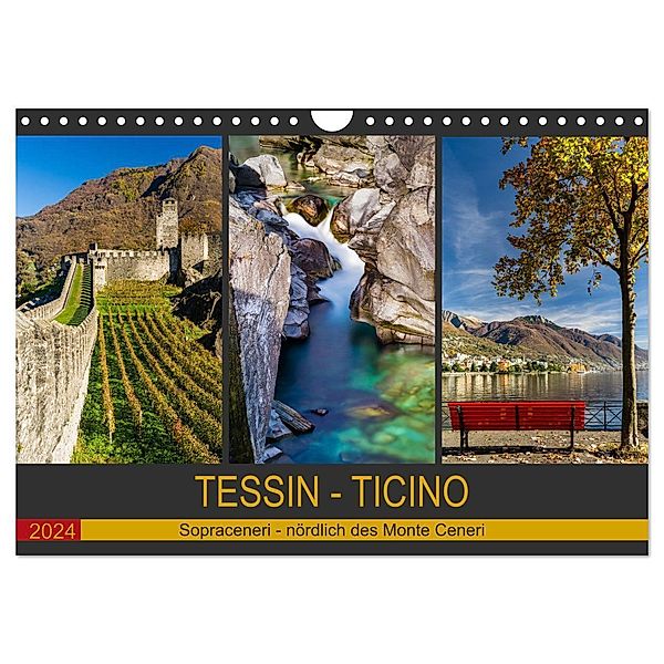 Tessin - Ticino (Wandkalender 2024 DIN A4 quer), CALVENDO Monatskalender, Enrico Caccia