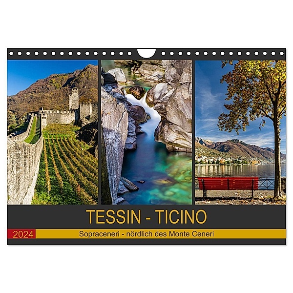 Tessin - Ticino (Wandkalender 2024 DIN A4 quer), CALVENDO Monatskalender, Enrico Caccia