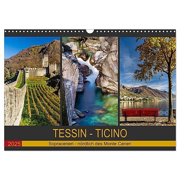 Tessin - Ticino (Wandkalender 2025 DIN A3 quer), CALVENDO Monatskalender, Calvendo, Enrico Caccia