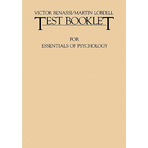 Test Booklet for Essentials of Psychology, Victor Benassi, Martin Lobdell