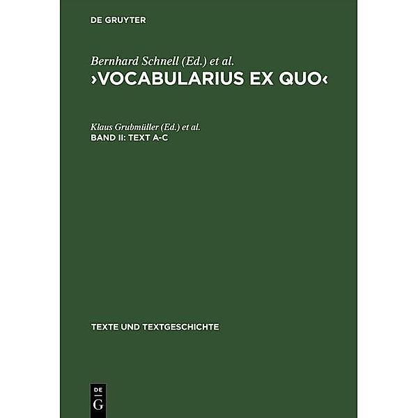 Text A-C / Texte und Textgeschichte Bd.23