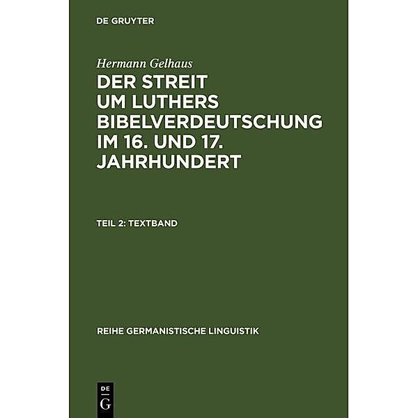 Textband / Reihe Germanistische Linguistik Bd.100, Hermann Gelhaus