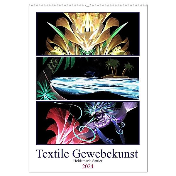 Textile Gewebekunst (Wandkalender 2024 DIN A2 hoch), CALVENDO Monatskalender, Heidemarie Sattler
