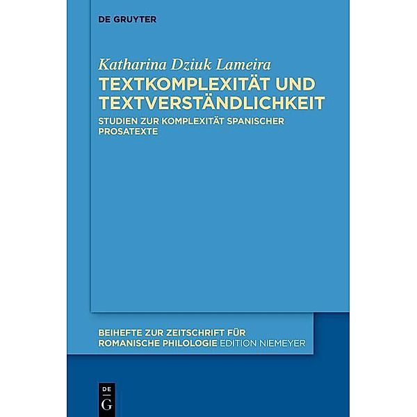 Textkomplexität und Textverständlichkeit / Beihefte zur Zeitschrift für romanische Philologie Bd.478, Katharina Dziuk Lameira