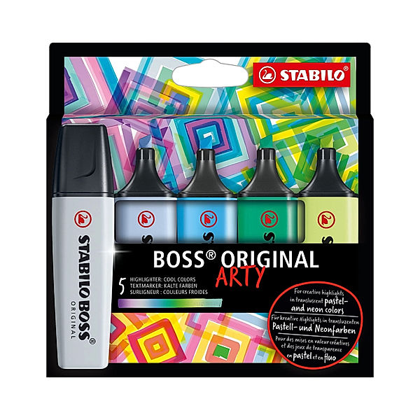 STABILO® Textmarker STABILO® BOSS ORIGINAL ARTY 5er-Pack in kalt