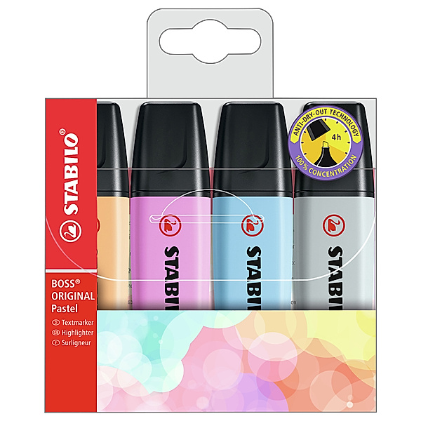 Textmarker STABILO® BOSS ORIGINAL Pastel 4er-Pack