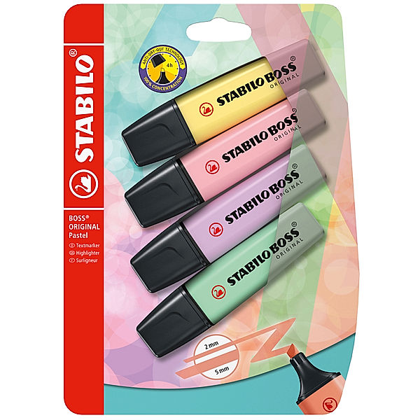 STABILO® Textmarker STABILO® BOSS ORIGINAL Pastel 4er-Pack